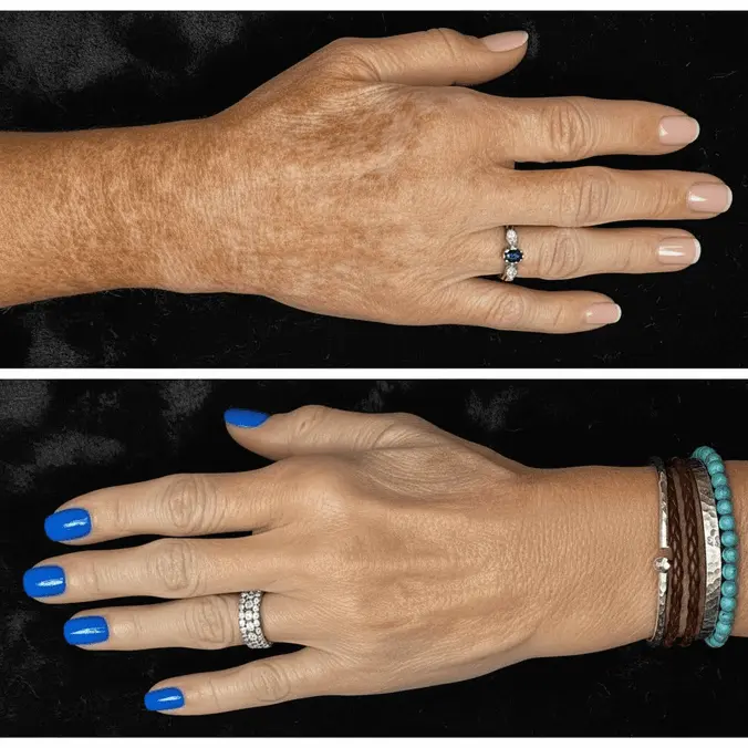 Before and after hands comparison