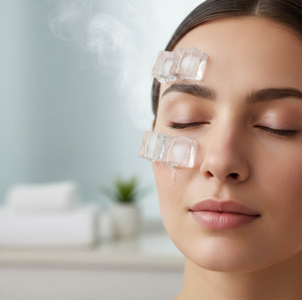 Ice cube trick tightens pores