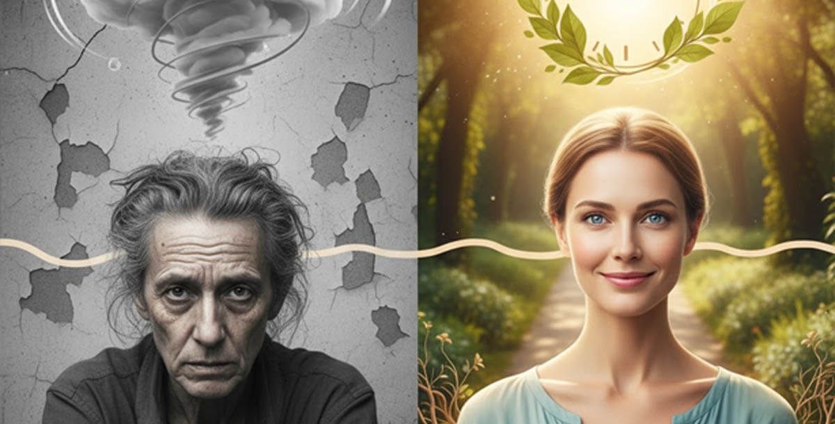 Stressed woman showing premature aging signs